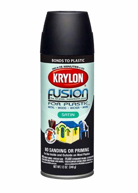 Krylon Fusion Spray Paint Satin Black 12 OZ - Colorbank