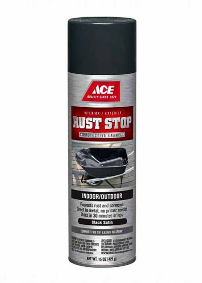 Ace Rust Stop Satin Black Spray Paint 15 oz. - Colorbank